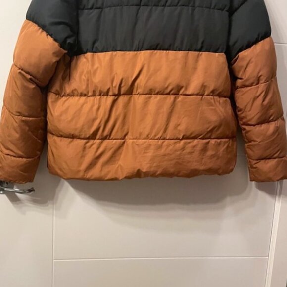 Summersalt Colorblock Eco Puffer Jacket Coat Size Medium Brown Black - Picture 13 of 16